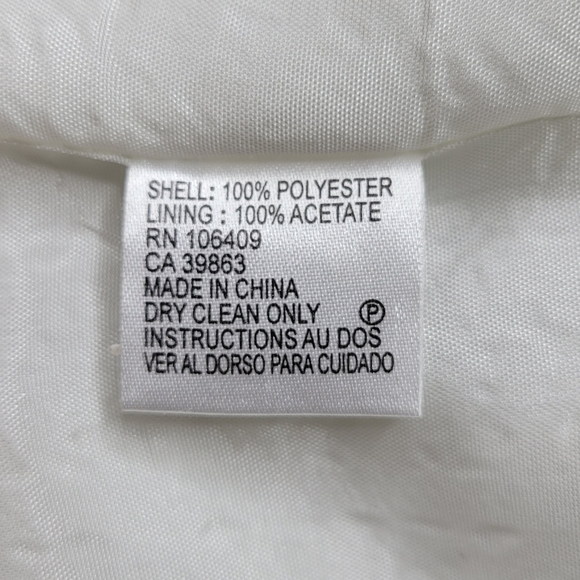 Tahari ASL Dress Size 8P White Blue Floral Sleeveless Box Pleat Pockets Textured - Picture 7 of 10